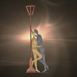 Σφυρήλατη μεταλλική φιγούρα ζευγάρι σε φανάρι (671)