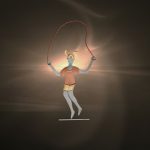 Σφυρήλατη μεταλλική φιγούρα κοριτσάκι με σχοινάκι (667)