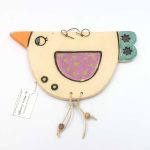 Κεραμικό κρεμαστό πουλάκι μωβ