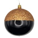 Γυάλινη χριστουγεννιάτικη μπάλα βελανίδι μαύρο-μπρονζέ