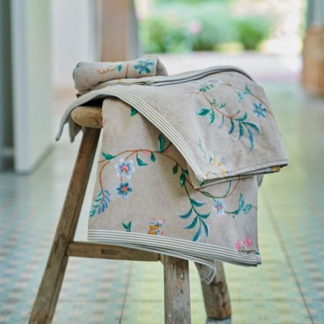 Πετσέτα σώματος Les Fleurs Khaki 70x140 - Image 2