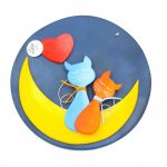 Πήλινο Καδράκι Γάτες στο Φεγγάρι