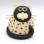 Κεραμική γάτα φαναράκι εκρού μικρή