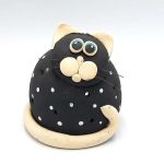 Κεραμική γάτα φαναράκι μαύρη μικρή