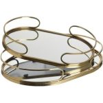 Διακοσμητικός δίσκος χρυσός με καθρέπτη μικρός