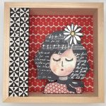 Καδράκι ξύλινο κοπέλα με λουλούδι-μουσική