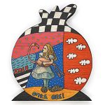 Χειροποίητο ξύλινο γούρι ρόδι "Alice in Wonderland"