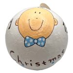 Χειροποίητη μπάλα "My first Christmas" γαλάζιο