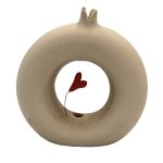 Ρόδι-βάζο καρδιά μπεζ μεγάλο