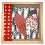 Καδράκι ξύλινο κοπέλα με καρδιά