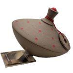 Χειροποίητη κεραμική σβούρα μεσαία γκρι (0044)