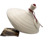 Χειροποίητη κεραμική σβούρα λευκή μεσαία (0047)