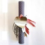 Λαμπάδα κηρήθρα χειροποίητη με καρδιά