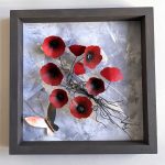 Χειροποίητο ξύλινο Κάδρο Παπαρούνες