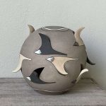 Κεραμικό φωτιστικό Πουλιά γκρι-καφέ