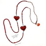 Χειροποίητο μενταγιόν καρδιές κόκκινο