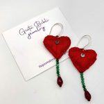 Χειροποίητο σετ σκουλαρίκια καρδιές κόκκινο