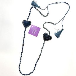 Χειροποίητο μενταγιόν καρδιές μπλε