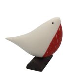 Χειροποίητος κεραμικός "κοκκινολαίμης" λευκός (0012)