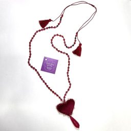 Χειροποίητο μενταγιόν καρδιά μπορντώ