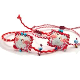 Υφασμάτινο βραχιόλι-μαρτάκι φλαμίνγκο