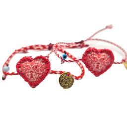Υφασμάτινο βραχιόλι καρδιά 3