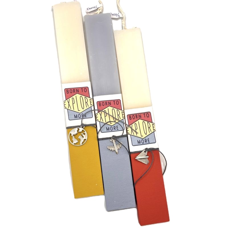 Λαμπάδα EXPLORE με μεταλλικό διακοσμητικό