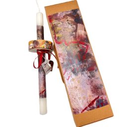 Λαμπάδα χειροποίητη με ξύλινο διακοσμητικό (853)