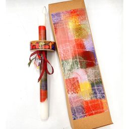 Λαμπάδα χειροποίητη με ξύλινο διακοσμητικό (854)