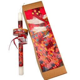 Λαμπάδα χειροποίητη με ξύλινο διακοσμητικό (855)