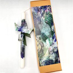 Λαμπάδα χειροποίητη με ξύλινο καραβάκι (856)