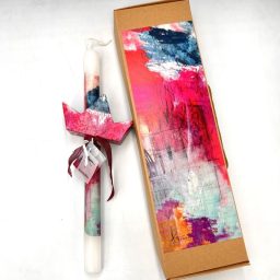 Λαμπάδα χειροποίητη με ξύλινο καραβάκι (857)