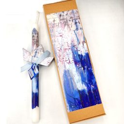 Λαμπάδα χειροποίητη με ξύλινο καραβάκι (860)