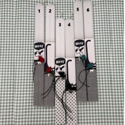 Λαμπαδάκι πλακέ με γάτα-σκύλο 3 χρώματα