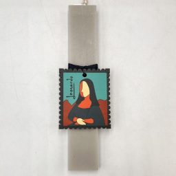 Λαμπάδα με ξύλινο διακοσμητικό καδράκι Mona Lisa